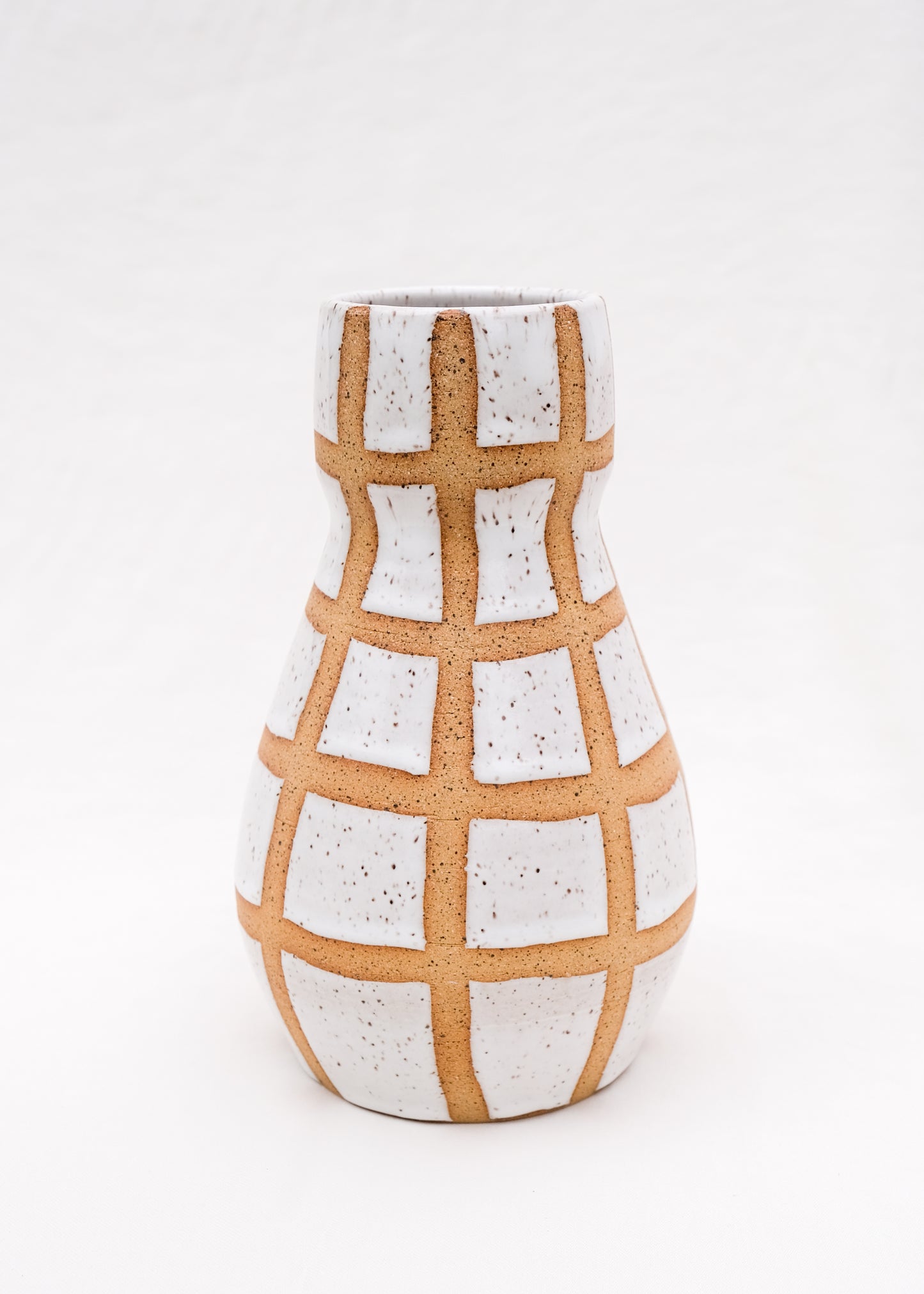 White Grid Vase