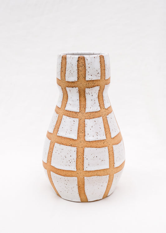 White Grid Vase