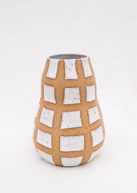 White Grid Vase