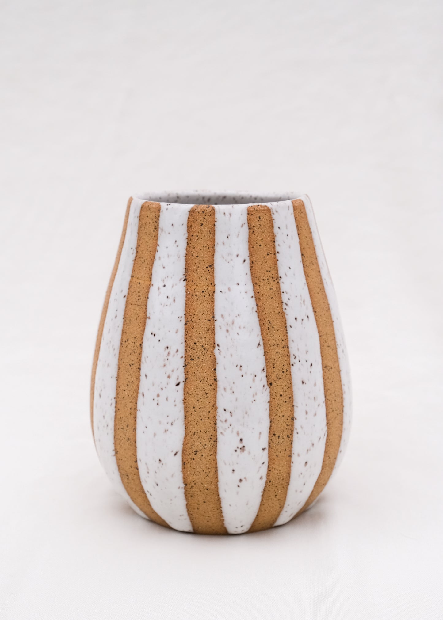 Short White Stripe Vase