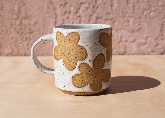 White Speckled Flower Diner Mug